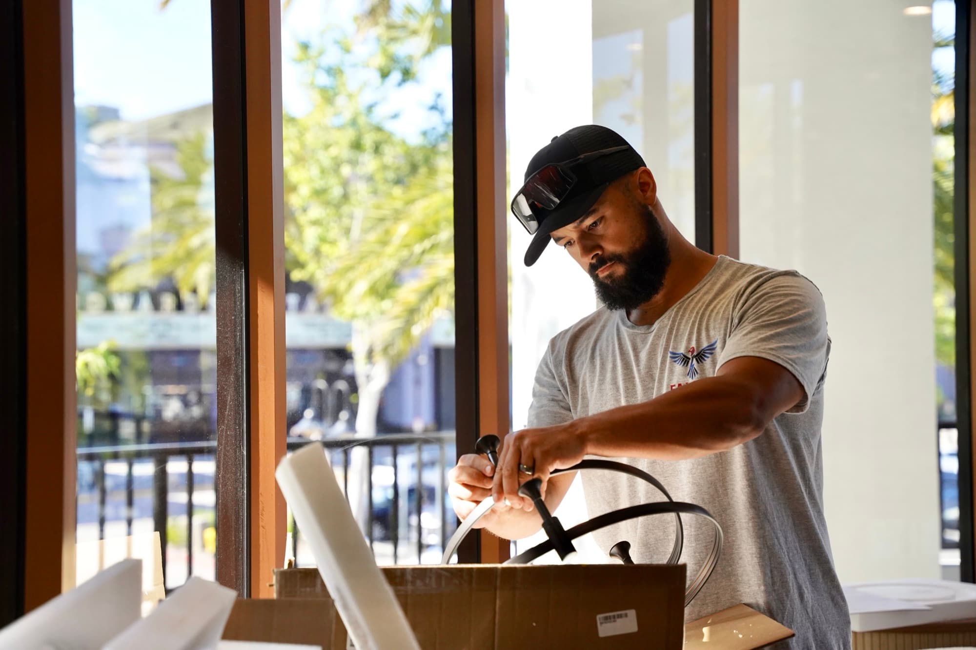 Ean Orchard focused on a detailed wiring install